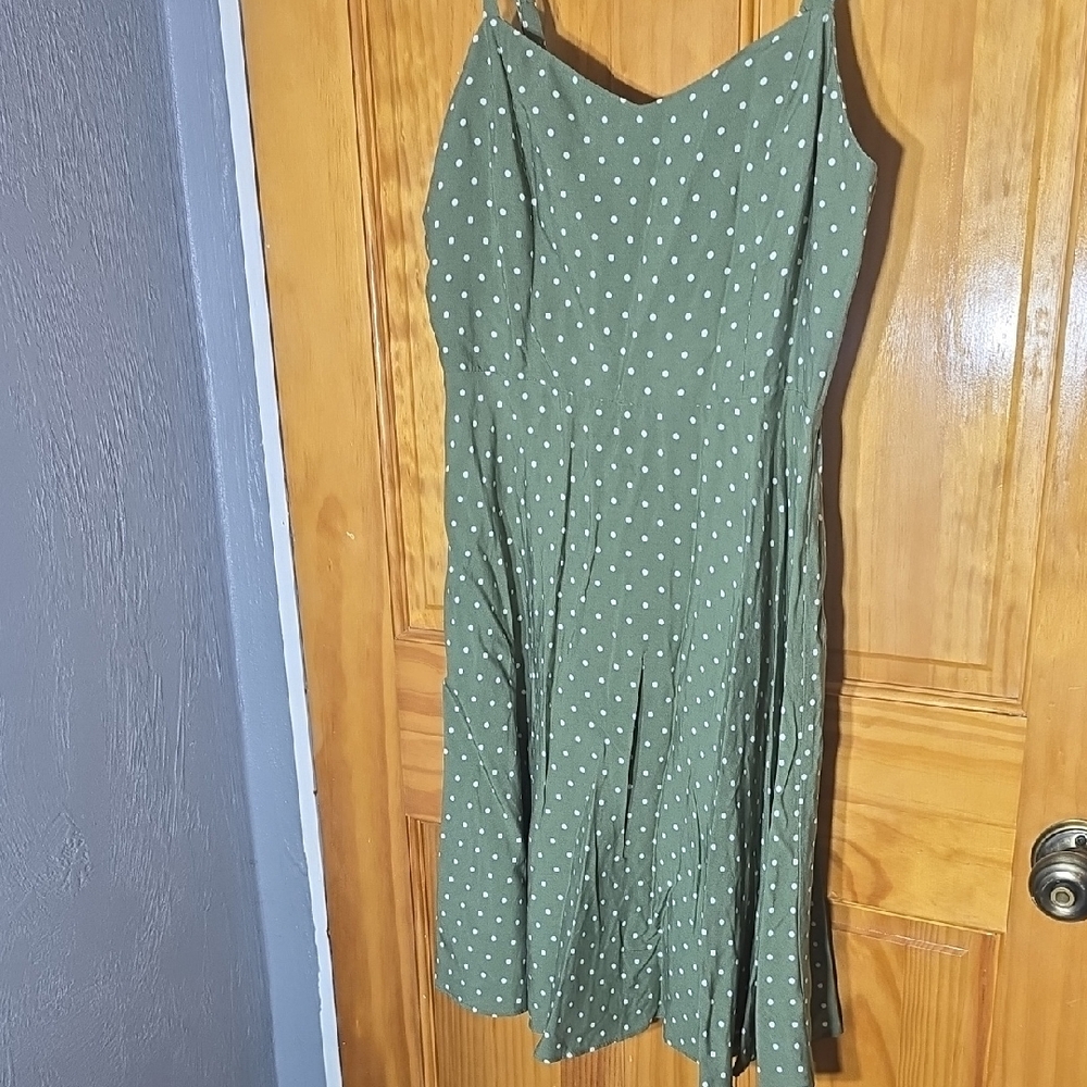 Old Navy Olive Polka Dot Midi Dress P2p 18 Med  Box C